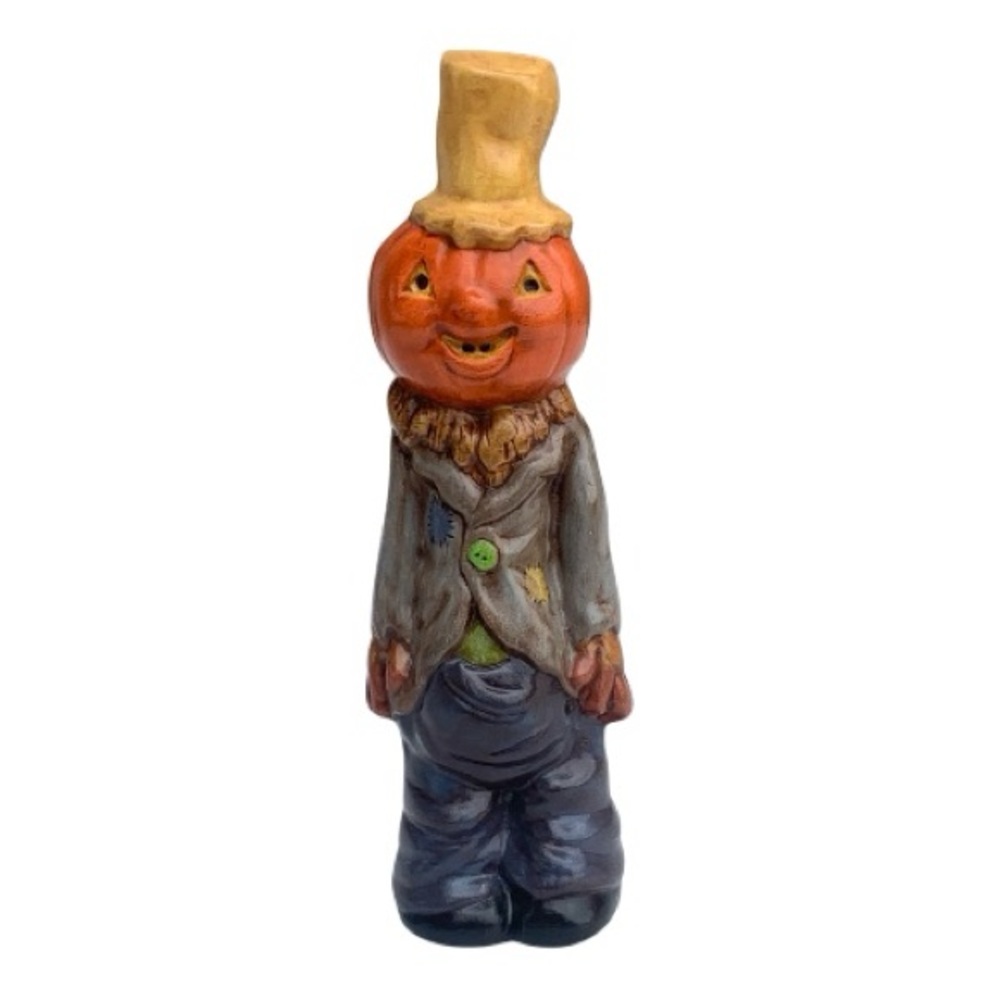 VTG 1960's Ceramic Hobo Jack O Lantern Scarecrow Figurine Summerween Halloween